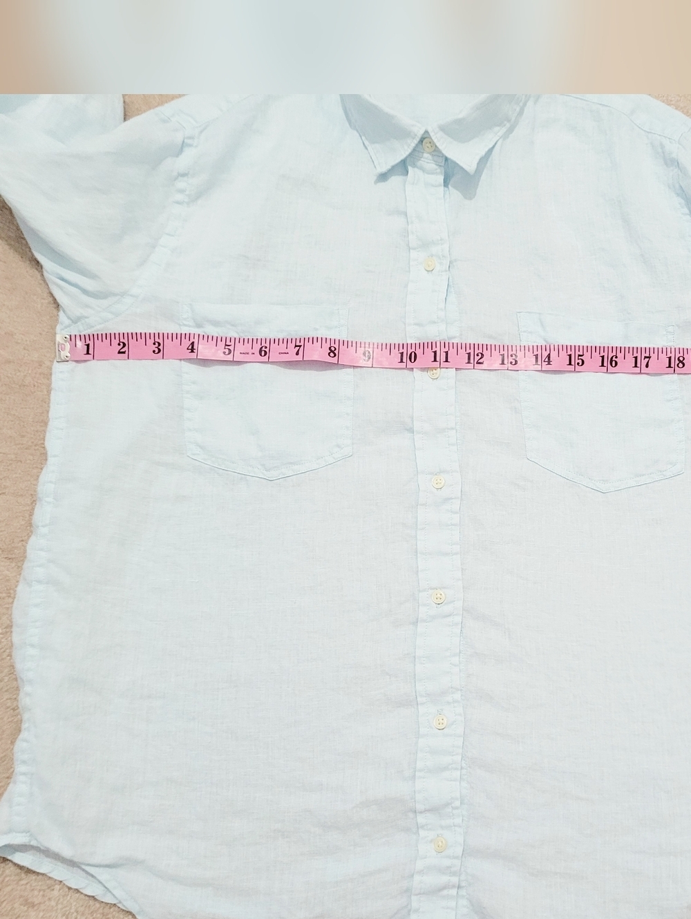 GAP 100% Linen Shirt Women’s Large Baby Blue Button Down Lightweight Relaxed Fit - Picture 8 of 11